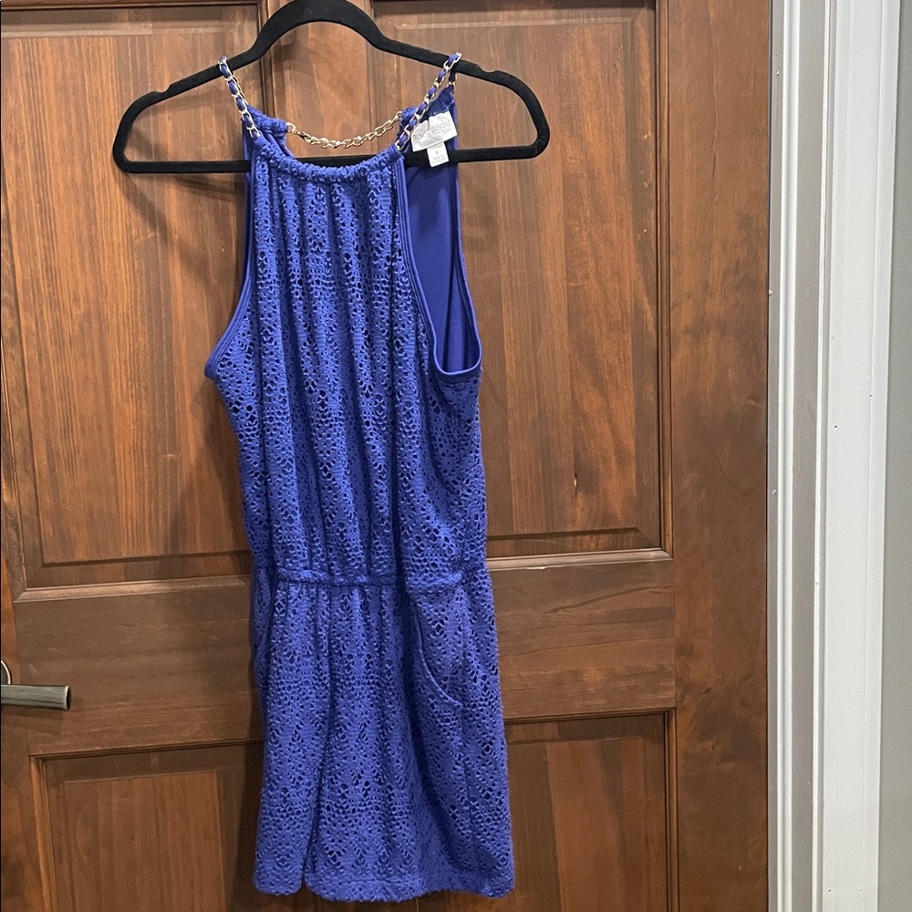 Bisou Bisou Royal Blue Halter with Chain Accent